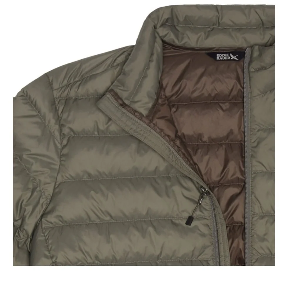 NWT Eddie Bauer men’s down lightweight Packable Puffer jacket dusky gree…
